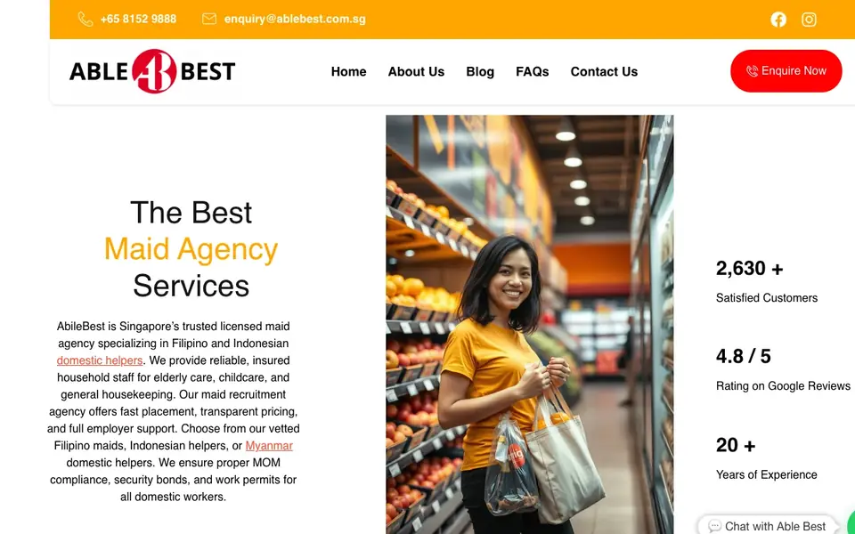 Able Best Employment Agency website homepage, 4 Oct 2026