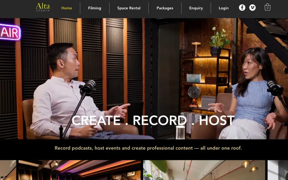 Alta Studio website homepage, 4 Oct 2026