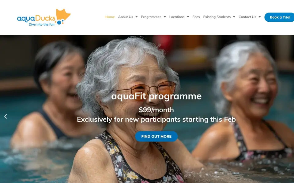 aquaDucks website homepage, 4 Oct 2026