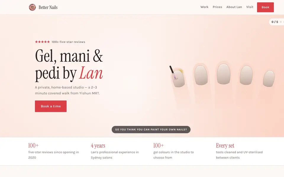 Better Nails website homepage, 4 Oct 2026
