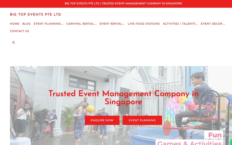 Big Top website homepage, 4 Oct 2026