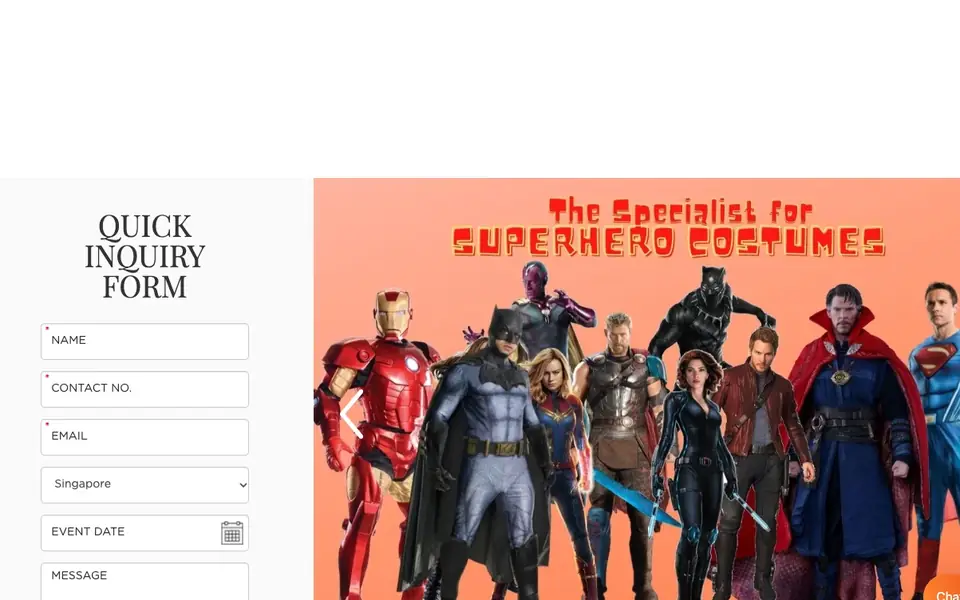 Costumes N’ Parties Pte Ltd website homepage, 4 Oct 2026
