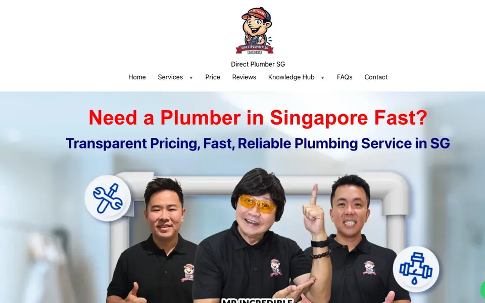 Direct Plumber SG website homepage, 4 Oct 2026