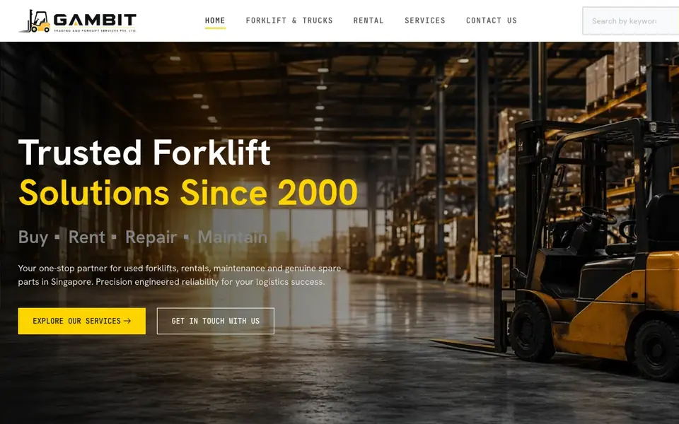 Gambit Trading and Forklift Services website homepage, 4 Oct 2026