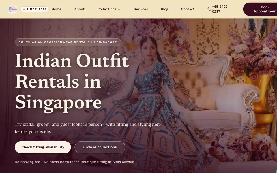 Glamourdoll Bridal & Bollywood Costume website homepage, 4 Oct 2026