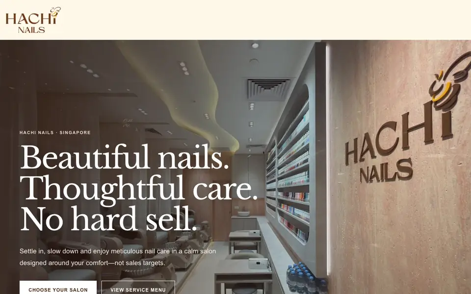 Hachi Nails website homepage, 4 Oct 2026