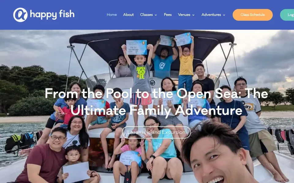 Happy Fish Swim School website homepage, 4 Oct 2026