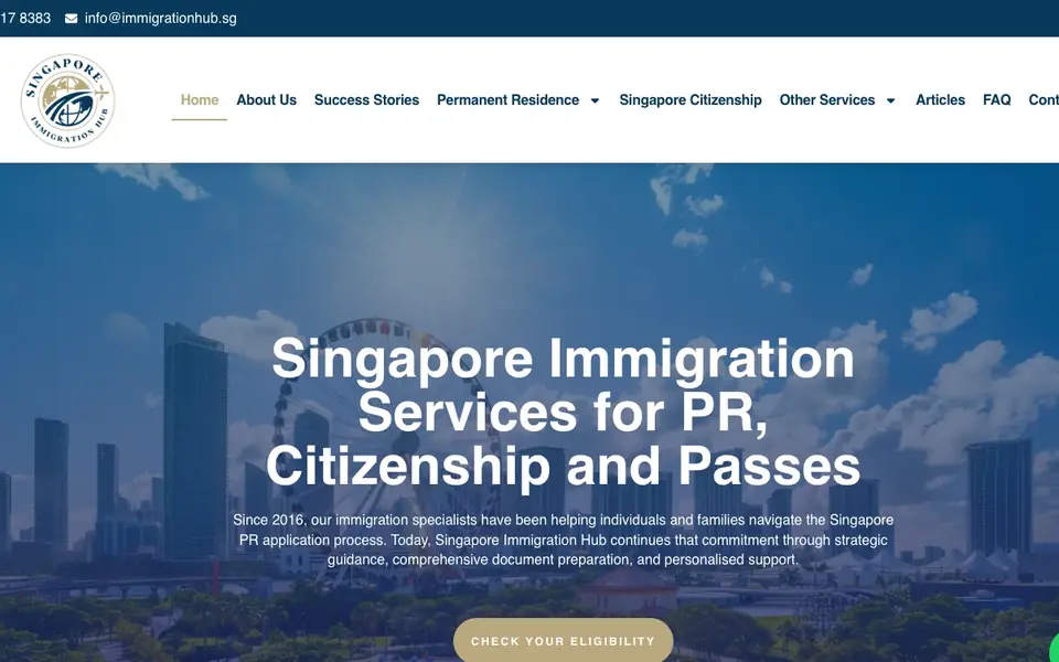 Singapore Immigration Hub website homepage, 4 Oct 2026
