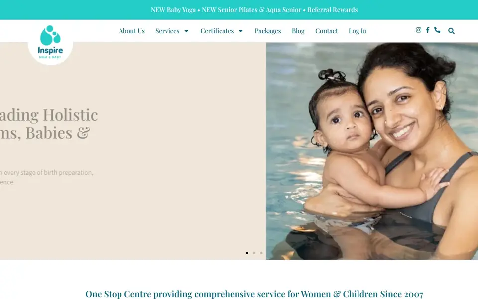 Inspire Mum & Baby website homepage, 4 Oct 2026