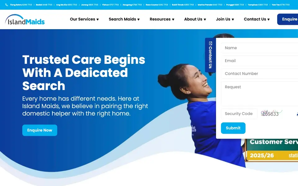 Island Maids website homepage, 4 Oct 2026