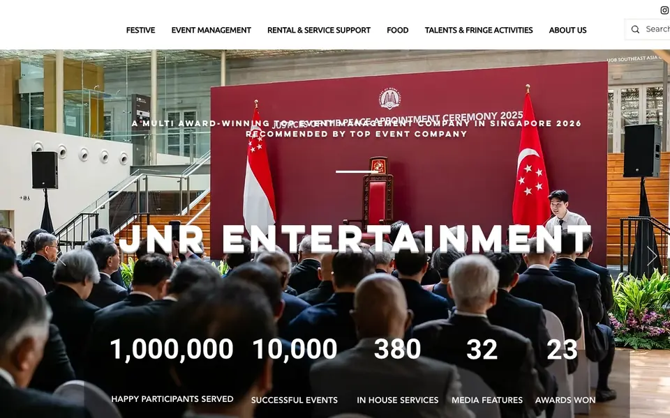 JNR Entertainment website homepage, 4 Oct 2026
