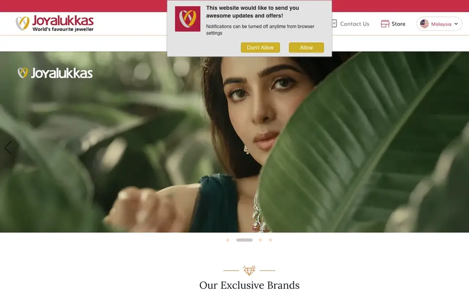 Joyalukkas Jewellery website homepage, 4 Oct 2026