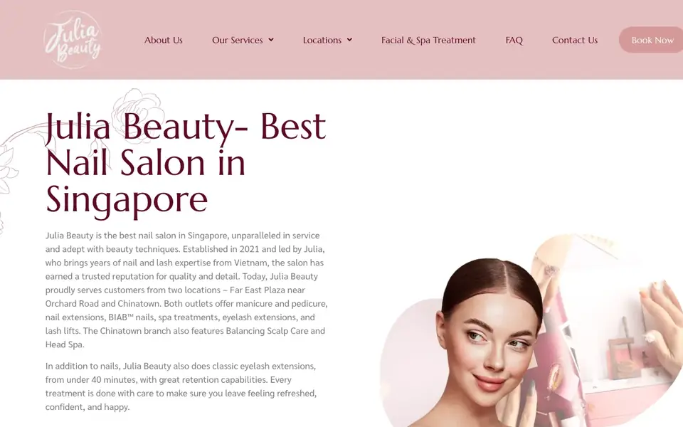 Julia Beauty website homepage, 4 Oct 2026