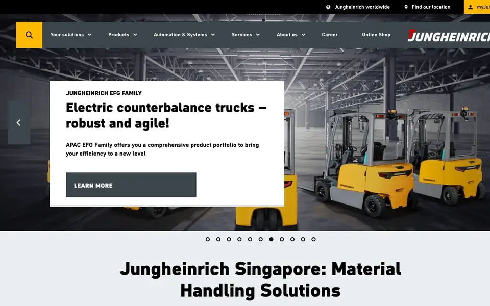 Jungheinrich Singapore website homepage, 4 Oct 2026