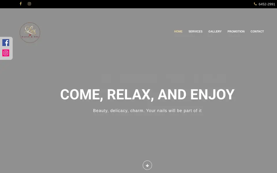 Lux Nails & Spa website homepage, 4 Oct 2026