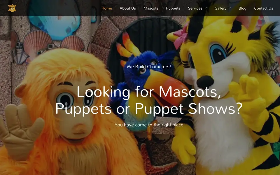 Mascots And Puppets Specialists website homepage, 4 Oct 2026
