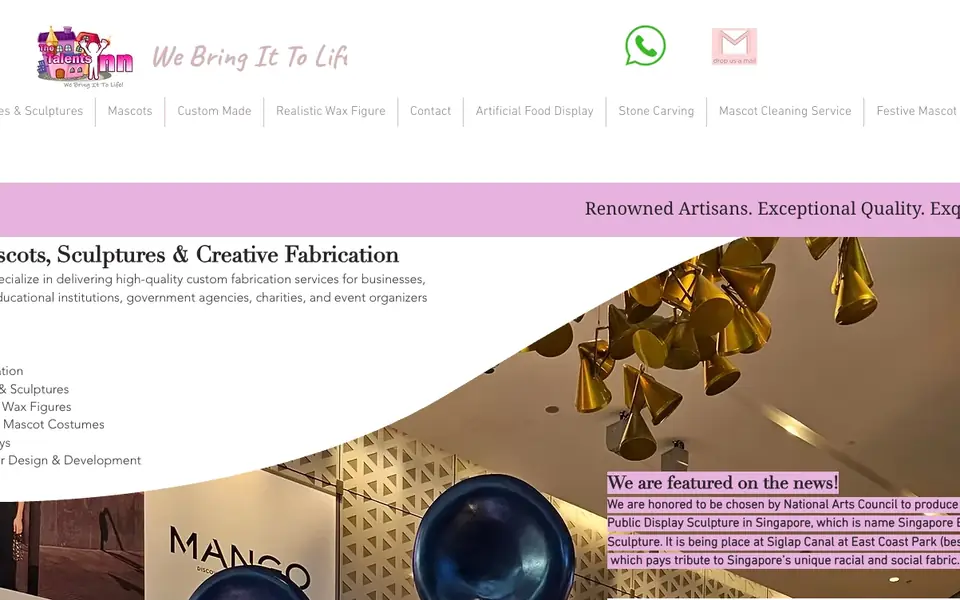 Singapore Mascots & Costumes Custom Made website homepage, 4 Oct 2026