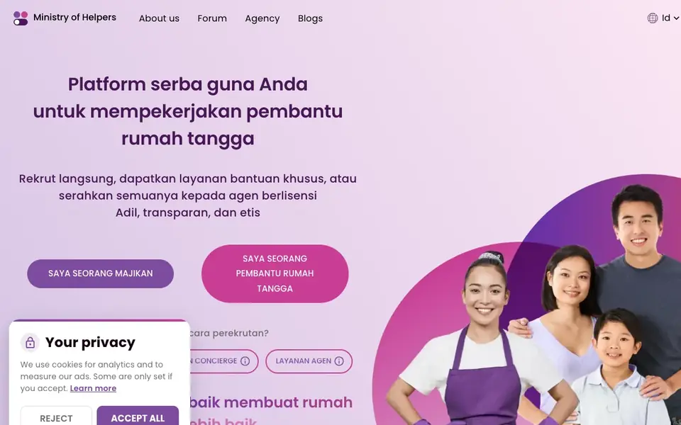 Ministry of Domestic Helpers website homepage, 4 Oct 2026