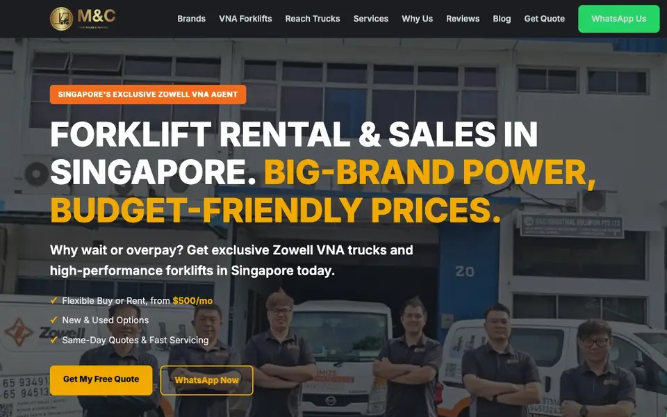M&C Industrial website homepage, 4 Oct 2026