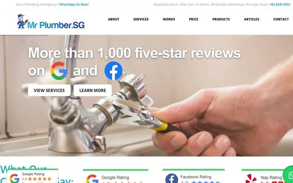 Mr Plumber Singapore website homepage, 4 Oct 2026