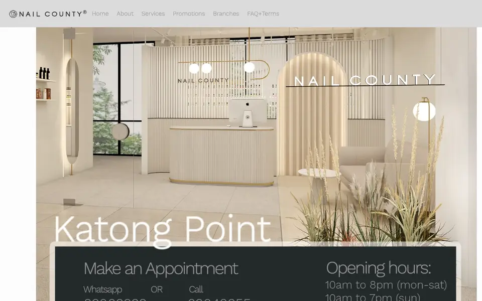 Nail County website homepage, 4 Oct 2026