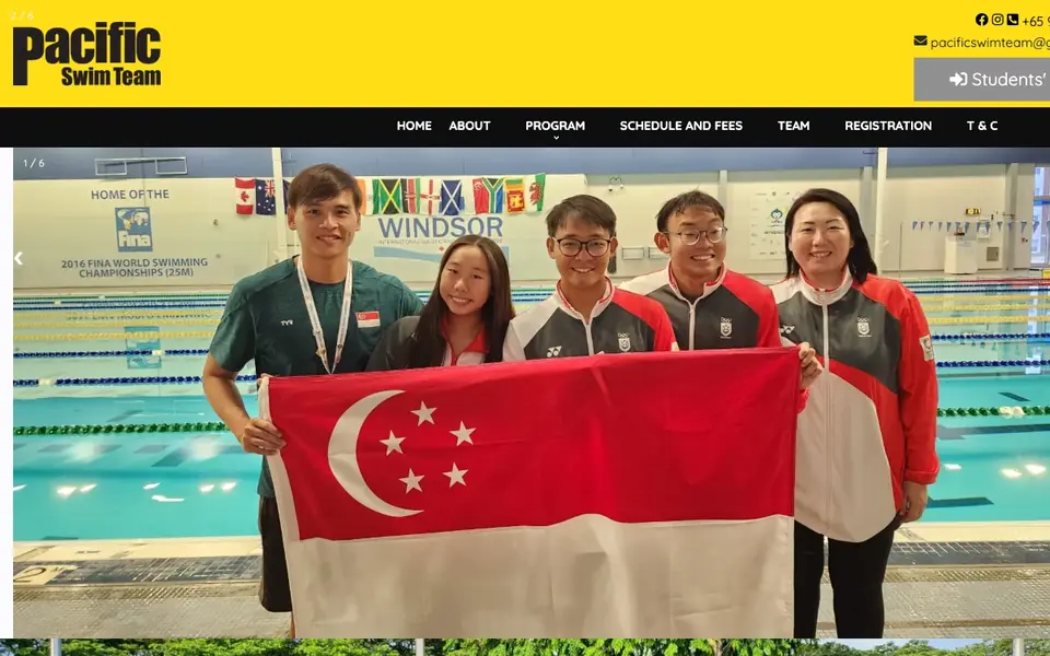 Pacific Swim Team website homepage, 4 Oct 2026