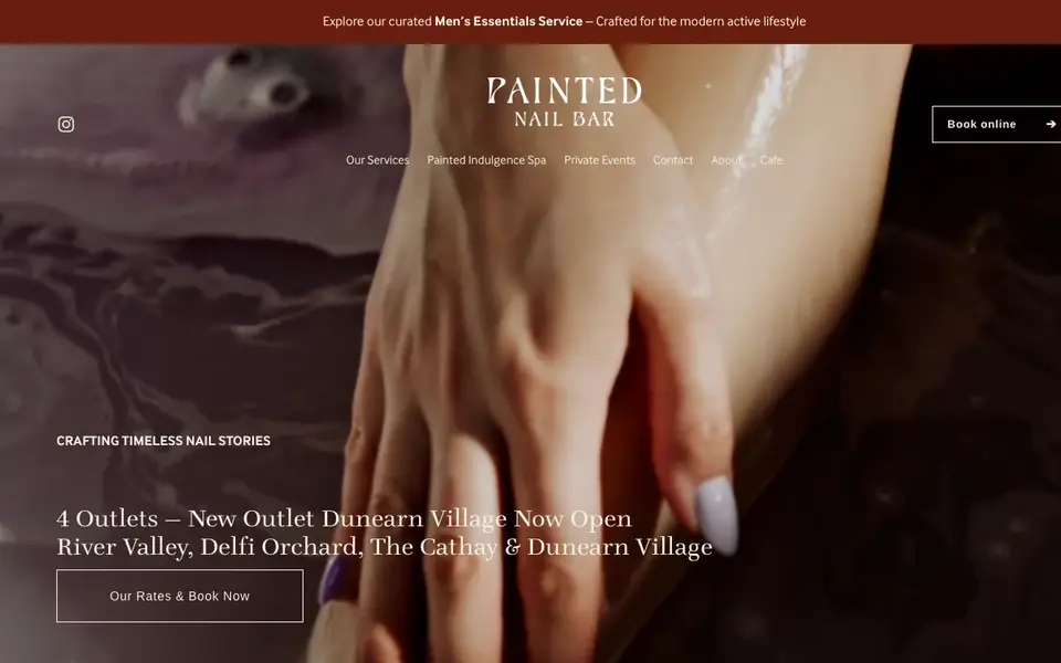 Painted Nail Bar website homepage, 4 Oct 2026