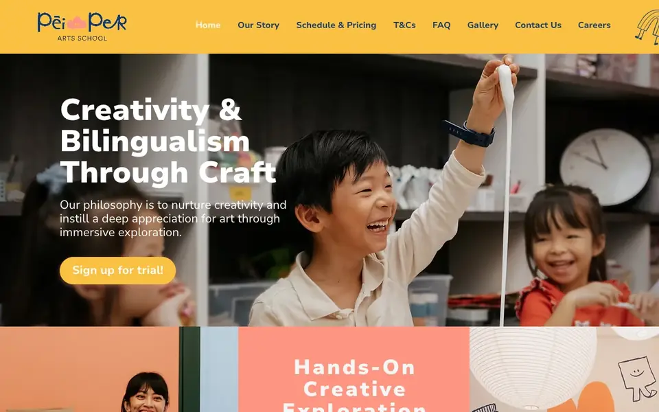 PeiPer Arts School website homepage, 4 Oct 2026