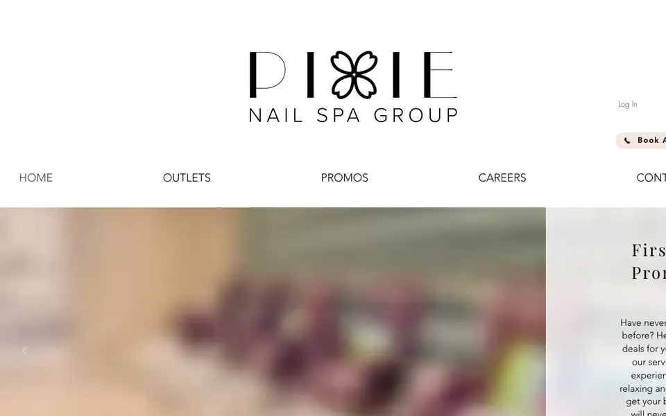 Pixie Nail Spa website homepage, 4 Oct 2026
