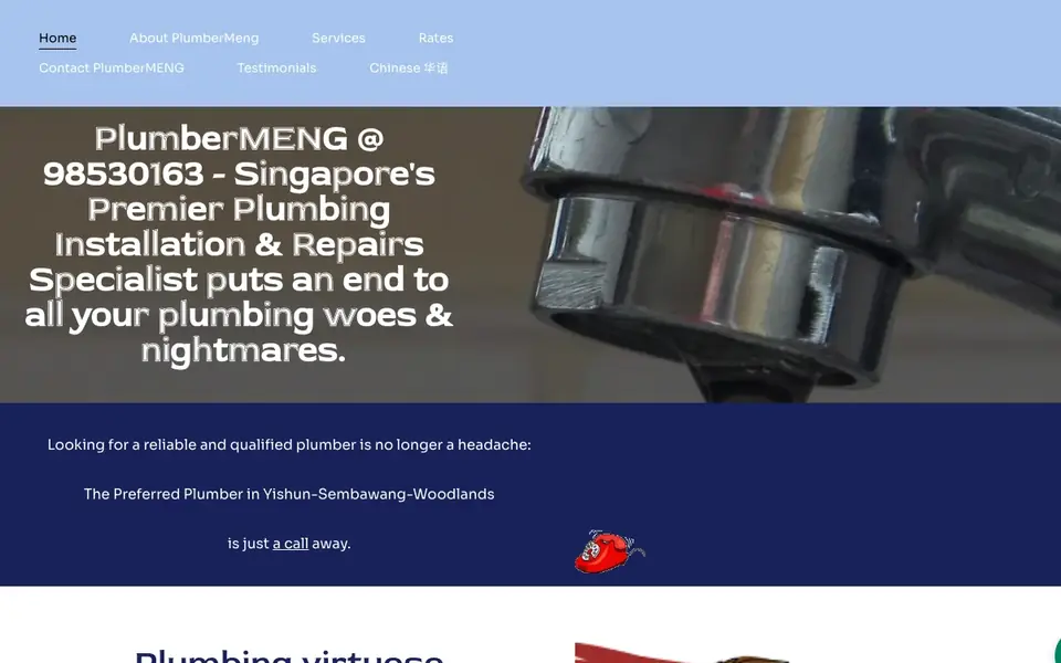 PlumberMENG website homepage, 4 Oct 2026