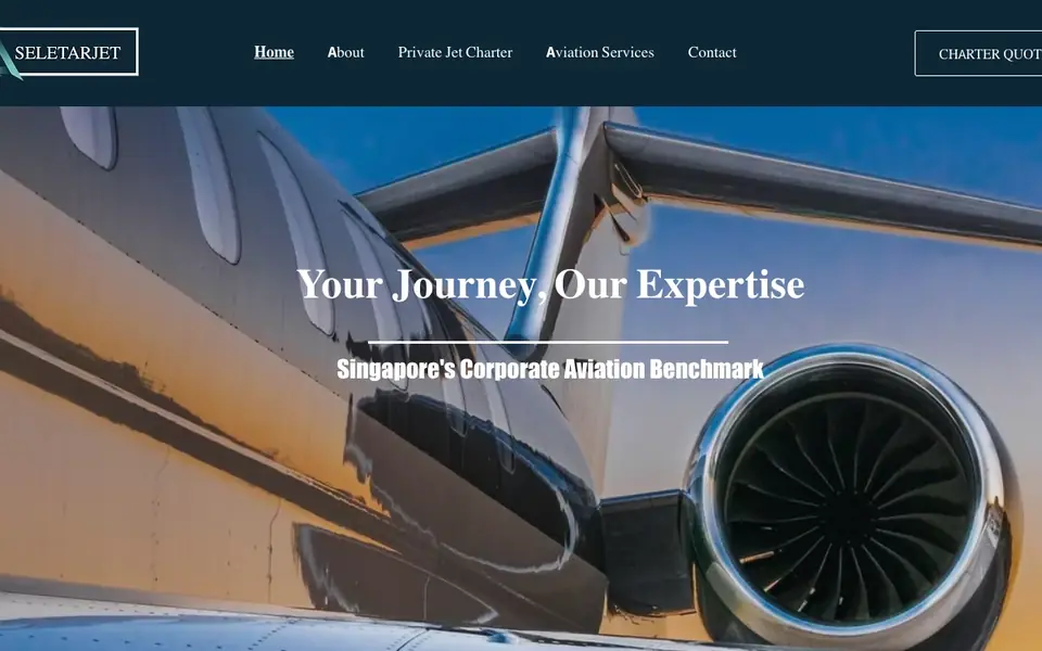 Seletar Jet Charter website homepage, 4 Oct 2026