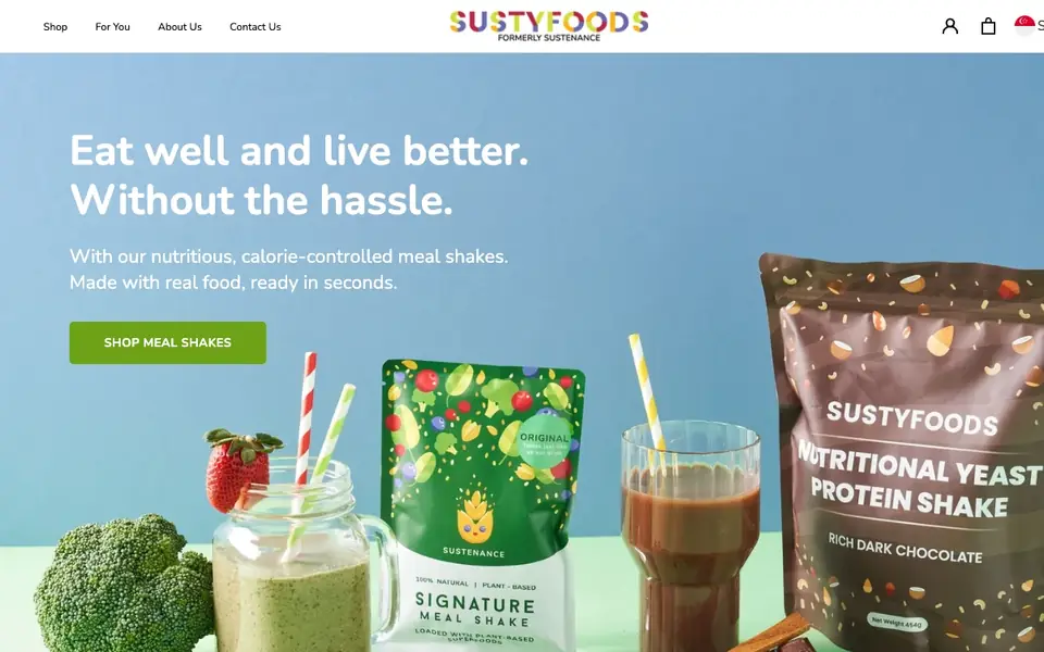 Sustyfoods website homepage, 4 Oct 2026