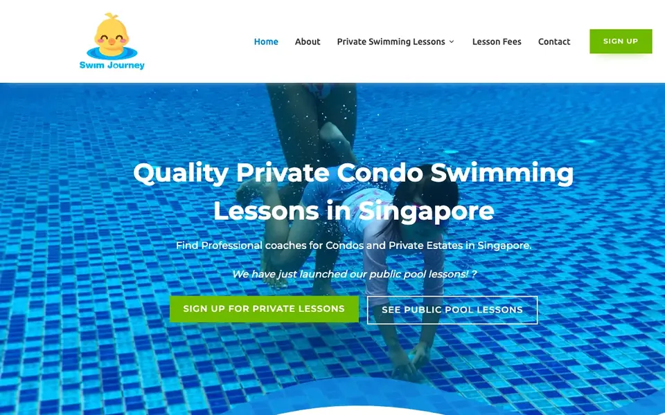 SwimJourney website homepage, 4 Oct 2026