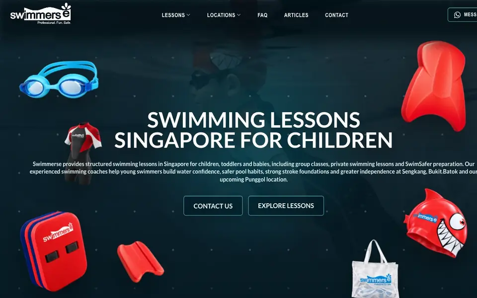 Swimmerse Swim School website homepage, 4 Oct 2026