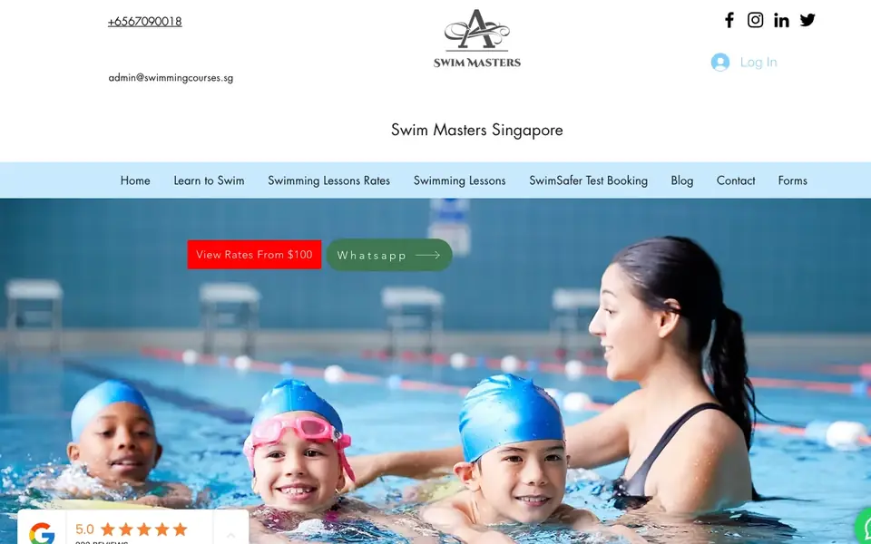 Swim Masters website homepage, 4 Oct 2026