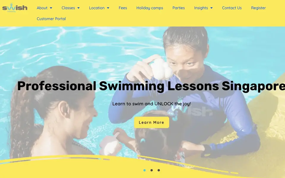 Swish Swimming website homepage, 4 Oct 2026
