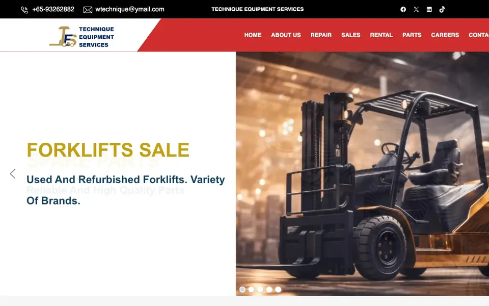 Technique Equipment Services website homepage, 4 Oct 2026