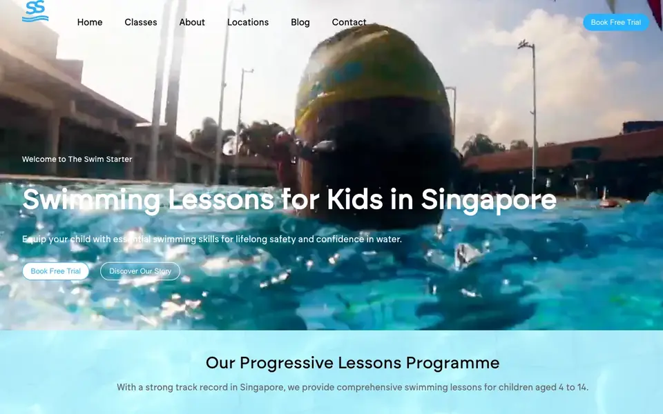 The Swim Starter Toa Payoh website homepage, 4 Oct 2026