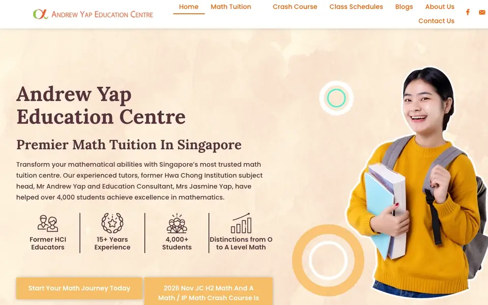 Andrew Yap Education Centre website homepage, 4 Oct 2026
