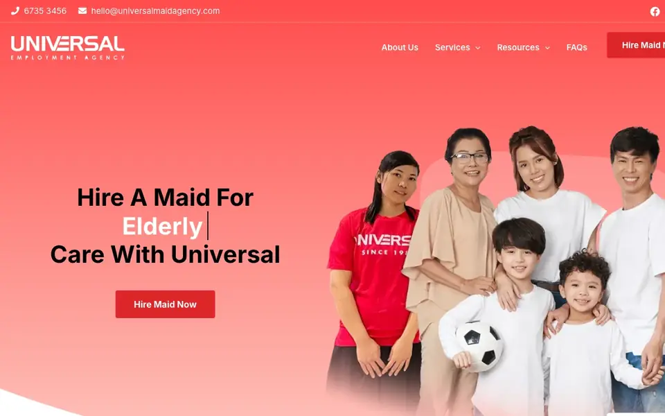 Universal Employment Agency website homepage, 4 Oct 2026