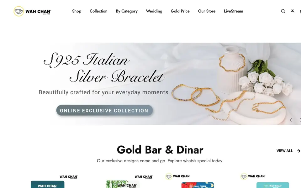 Wah Chan Gold & Jewellery website homepage, 4 Oct 2026
