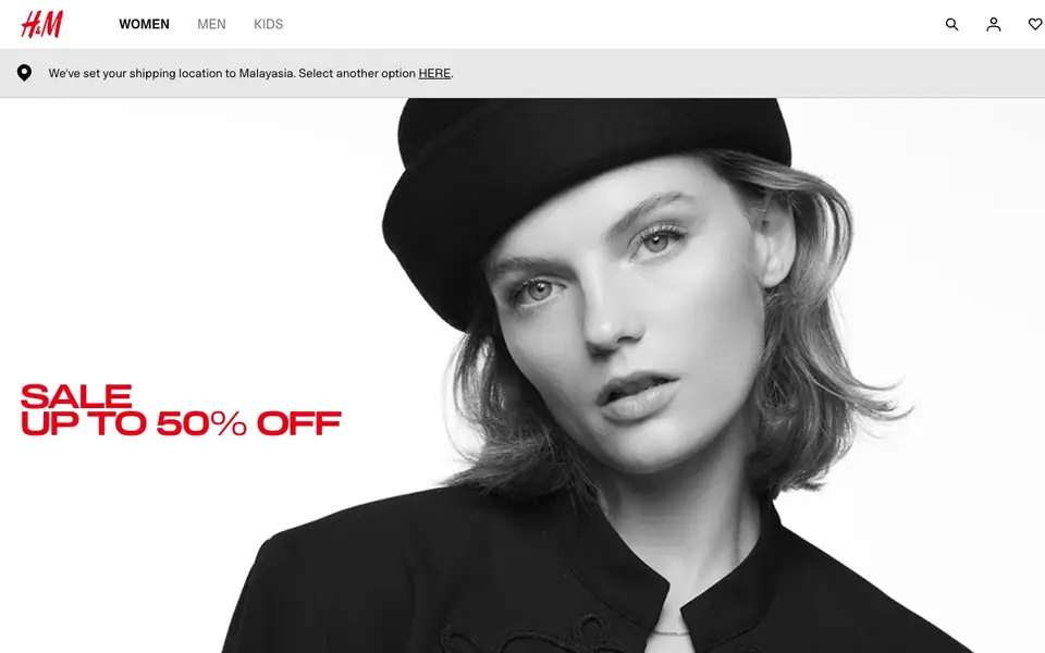 H&M website homepage, 4 Oct 2026